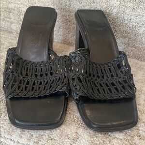 Salvatore Ferragamo Black Mules with Woven Design